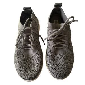 FitFlop UBERKNIT Slip-On Gray Pewter Rhinestone F-Sporty Sneakers Size 5‎